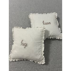 Taylor Linen Hugs & Kisses Embroidered Ruffle Pillows